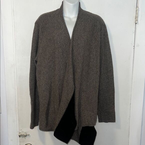 EILEEN FISHER Brown and Black Yak and Merino Wool Blend Wrap Cardigan-L - Picture 1 of 9